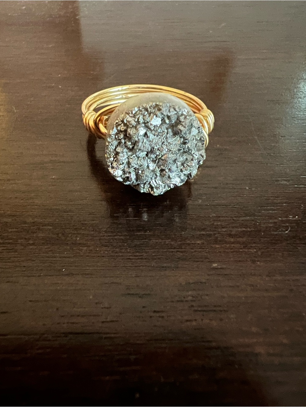 Bourbon and Bowties Gold Chain Necklace and Ring with Silver Druzy Discs - Picture 8 of 12